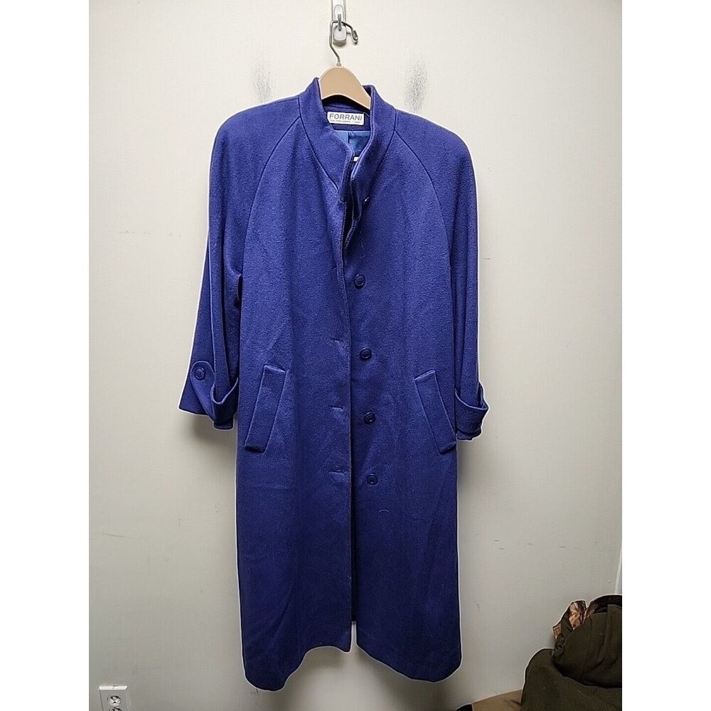 VNTG FORRANI Forecaster Purple 100%‎ WOOL VELVET COLLAR OVERCOAT SIZE 9/10 USA